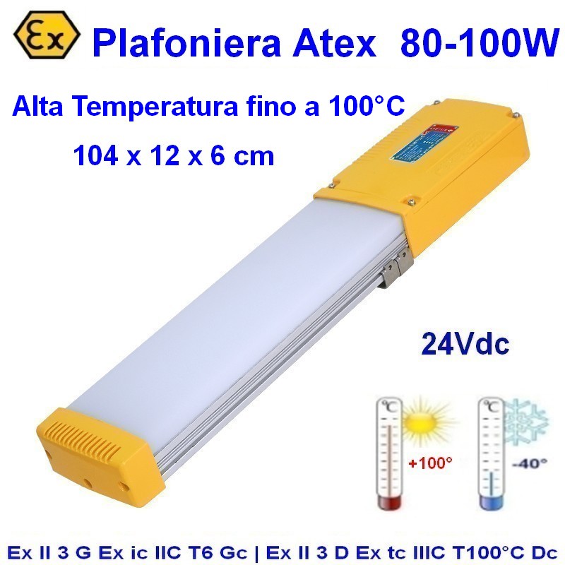 Plafoniera Atex Alta Temperatura 80-100W 24V Cat. 3